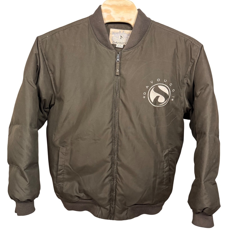 DAVOUCCI‎ Bomber Jacket Olive Green XL Winter Embroidered Urban Hip Hop 90s Y2K